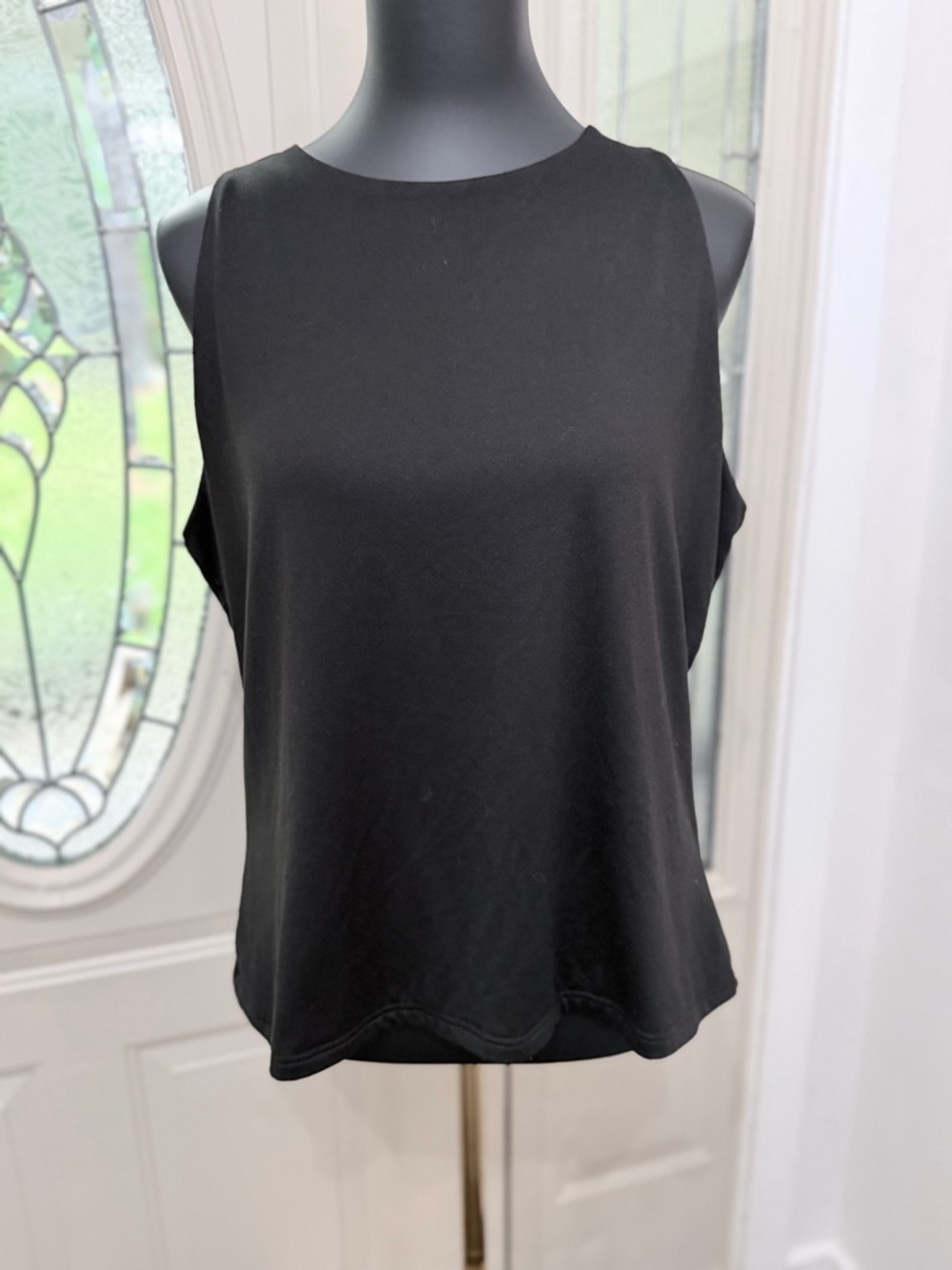 Black Sleeveless Blouse XXL Stretch Tank Top Minimalist Basic